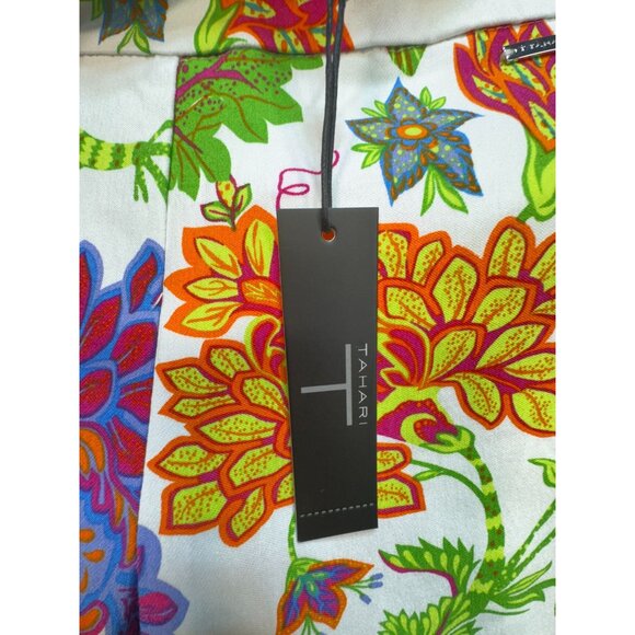 NWT Tahari Womens Floral Cropped Flare Pants Size XS Multicolor Stretch Boho - Picture 3 of 13